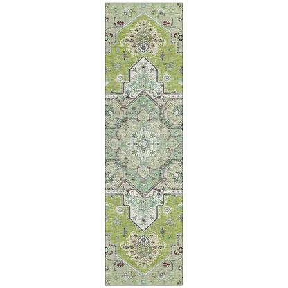 Bellaya Green Washable Indoor-Outdoor Rug-Outdoor Rugs-LOOMLAN Rugs-2'3" x 7'6"-LOOMLAN
