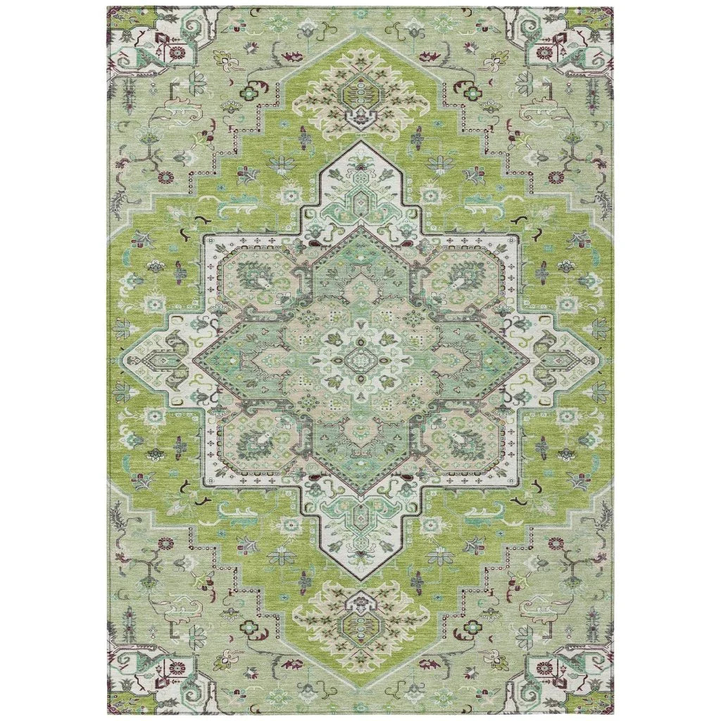 Bellaya Green Washable Indoor-Outdoor Rug-Outdoor Rugs-LOOMLAN Rugs-2'6" x 3'10"-LOOMLAN