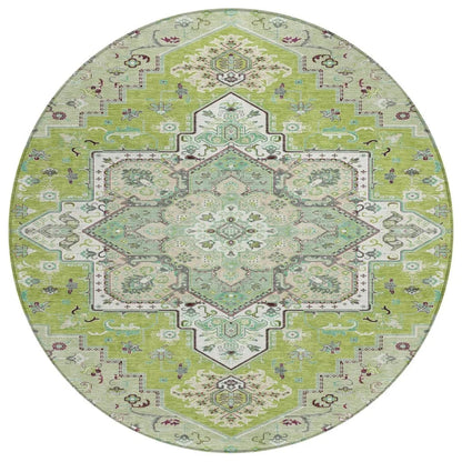 Bellaya Green Washable Indoor-Outdoor Rug-Outdoor Rugs-LOOMLAN Rugs-8' x 8'-LOOMLAN