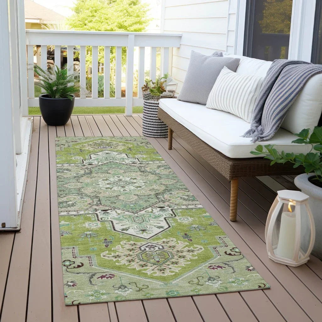 Bellaya Green Washable Indoor-Outdoor Rug-Outdoor Rugs-LOOMLAN Rugs-LOOMLAN