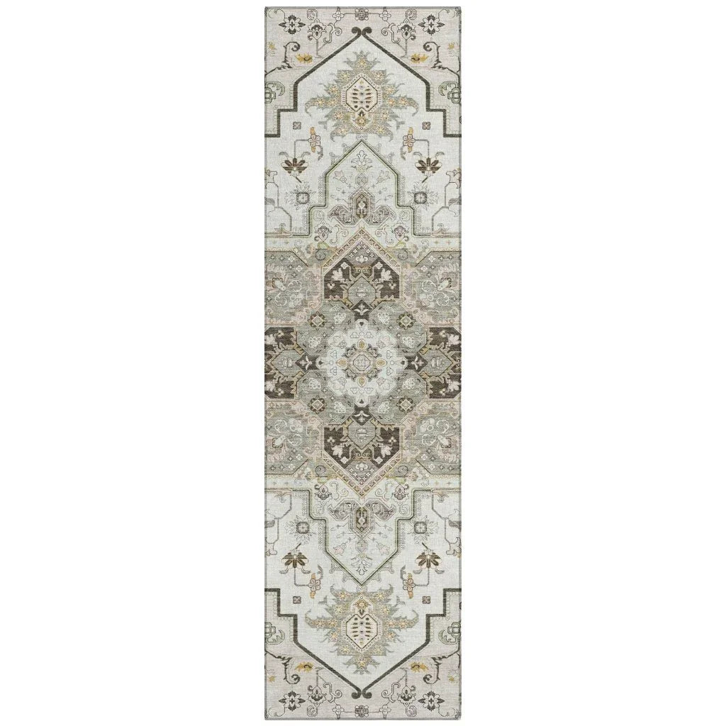 Bellaya Ivory Washable Indoor-Outdoor Rug-Outdoor Rugs-LOOMLAN Rugs-2'3" x 7'6"-LOOMLAN