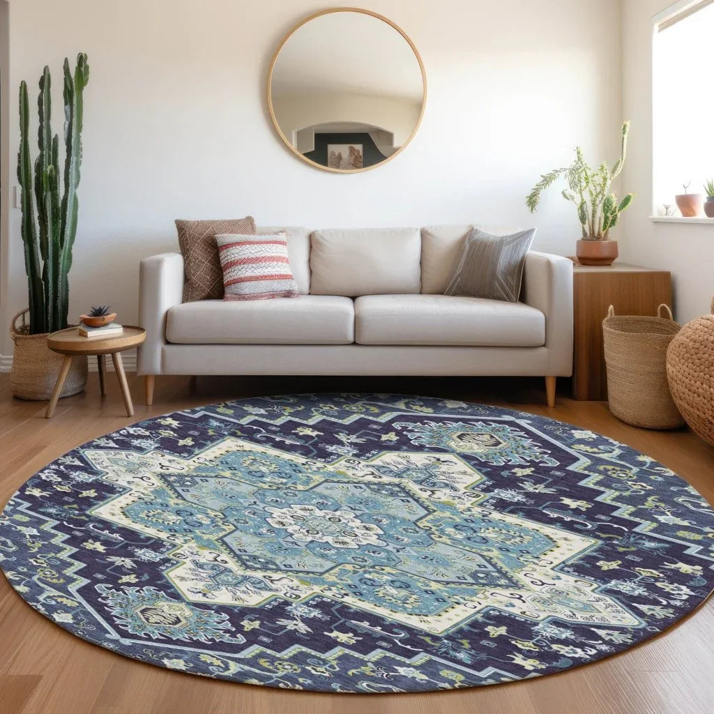 Bellaya Navy Washable Indoor-Outdoor Rug-Outdoor Rugs-LOOMLAN Rugs-LOOMLAN