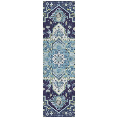 Bellaya Navy Washable Indoor-Outdoor Rug-Outdoor Rugs-LOOMLAN Rugs-2'3" x 7'6"-LOOMLAN