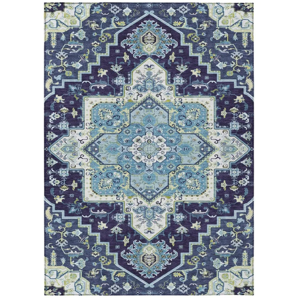 Bellaya Navy Washable Indoor-Outdoor Rug-Outdoor Rugs-LOOMLAN Rugs-2'6" x 3'10"-LOOMLAN