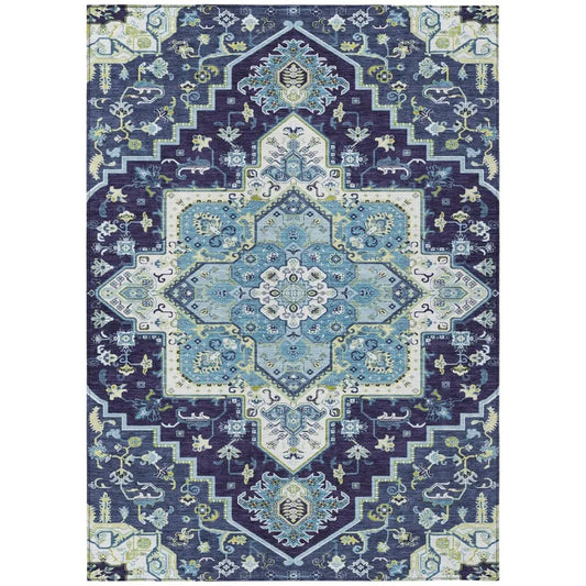 Bellaya Navy Washable Indoor-Outdoor Rug-Outdoor Rugs-LOOMLAN Rugs-2'6" x 3'10"-LOOMLAN