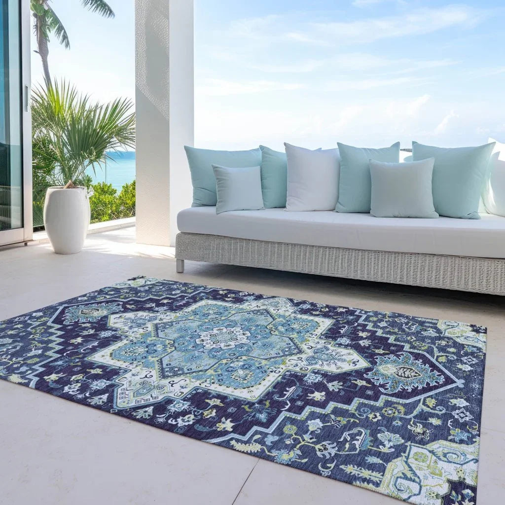 Bellaya Navy Washable Indoor-Outdoor Rug-Outdoor Rugs-LOOMLAN Rugs-LOOMLAN