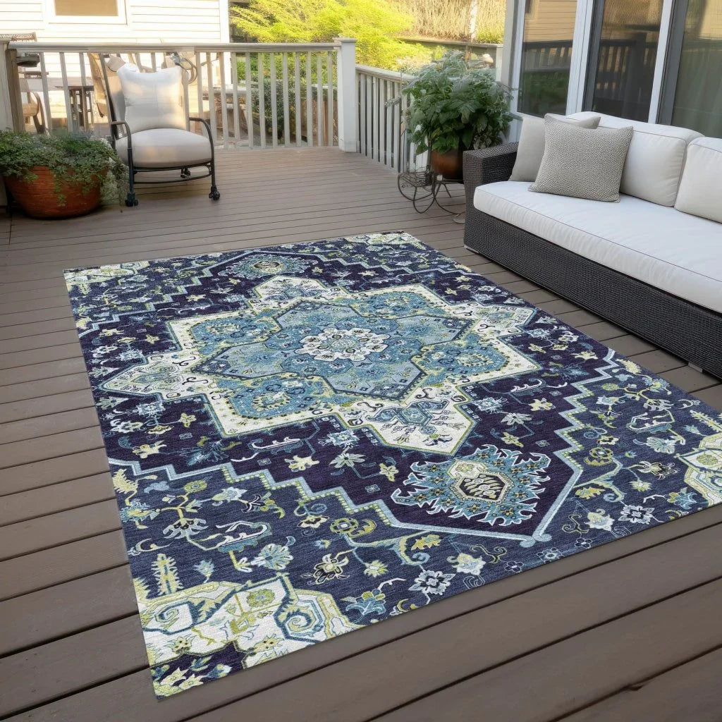 Bellaya Navy Washable Indoor-Outdoor Rug-Outdoor Rugs-LOOMLAN Rugs-LOOMLAN