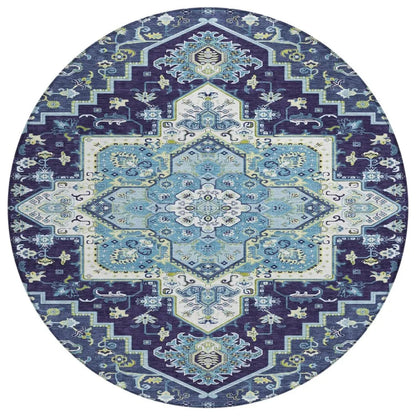 Bellaya Navy Washable Indoor-Outdoor Rug-Outdoor Rugs-LOOMLAN Rugs-8' x 8'-LOOMLAN