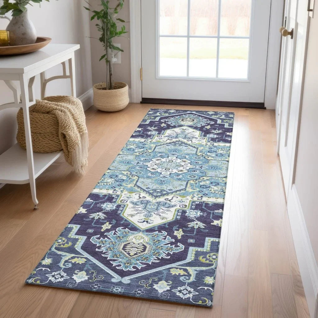 Bellaya Navy Washable Indoor-Outdoor Rug-Outdoor Rugs-LOOMLAN Rugs-LOOMLAN