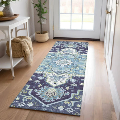 Bellaya Navy Washable Indoor-Outdoor Rug-Outdoor Rugs-LOOMLAN Rugs-LOOMLAN