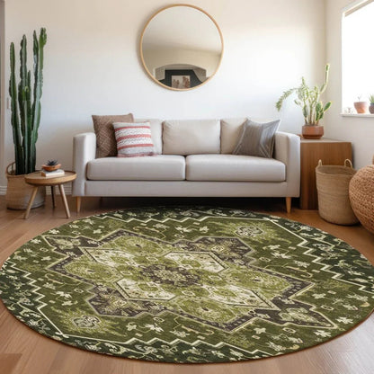 Bellaya Olive Washable Indoor-Outdoor Rug-Outdoor Rugs-LOOMLAN Rugs-LOOMLAN