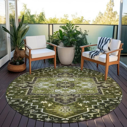 Bellaya Olive Washable Indoor-Outdoor Rug-Outdoor Rugs-LOOMLAN Rugs-LOOMLAN