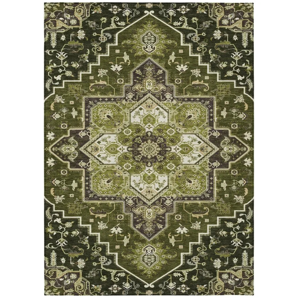 Bellaya Olive Washable Indoor-Outdoor Rug-Outdoor Rugs-LOOMLAN Rugs-2'6" x 3'10"-LOOMLAN