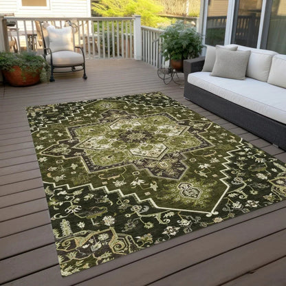 Bellaya Olive Washable Indoor-Outdoor Rug-Outdoor Rugs-LOOMLAN Rugs-LOOMLAN