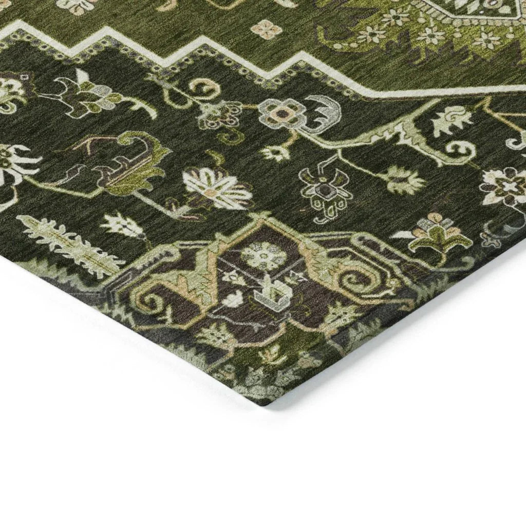 Bellaya Olive Washable Indoor-Outdoor Rug-Outdoor Rugs-LOOMLAN Rugs-LOOMLAN