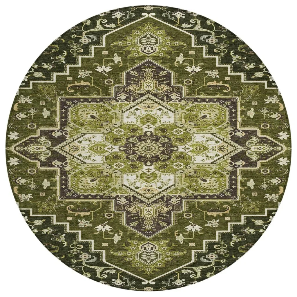 Bellaya Olive Washable Indoor-Outdoor Rug-Outdoor Rugs-LOOMLAN Rugs-8' x 8'-LOOMLAN