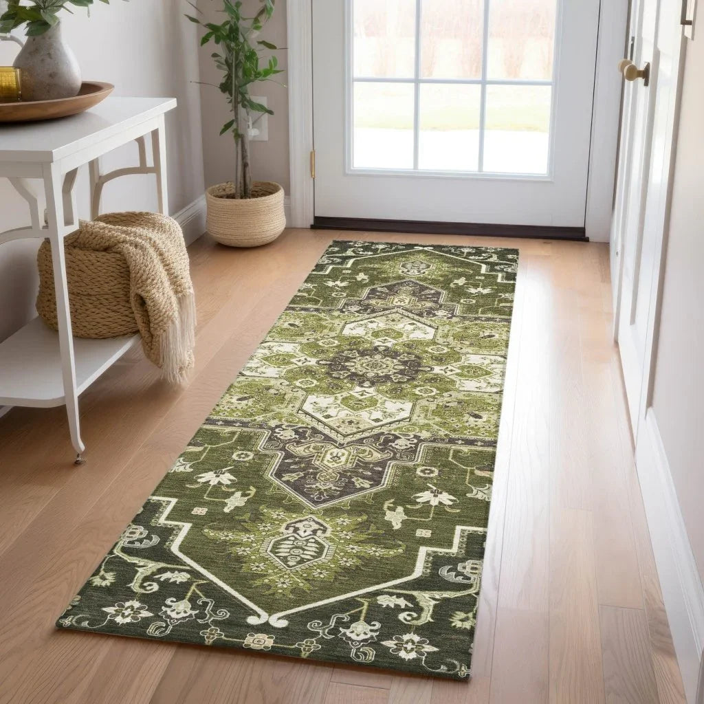 Bellaya Olive Washable Indoor-Outdoor Rug-Outdoor Rugs-LOOMLAN Rugs-LOOMLAN