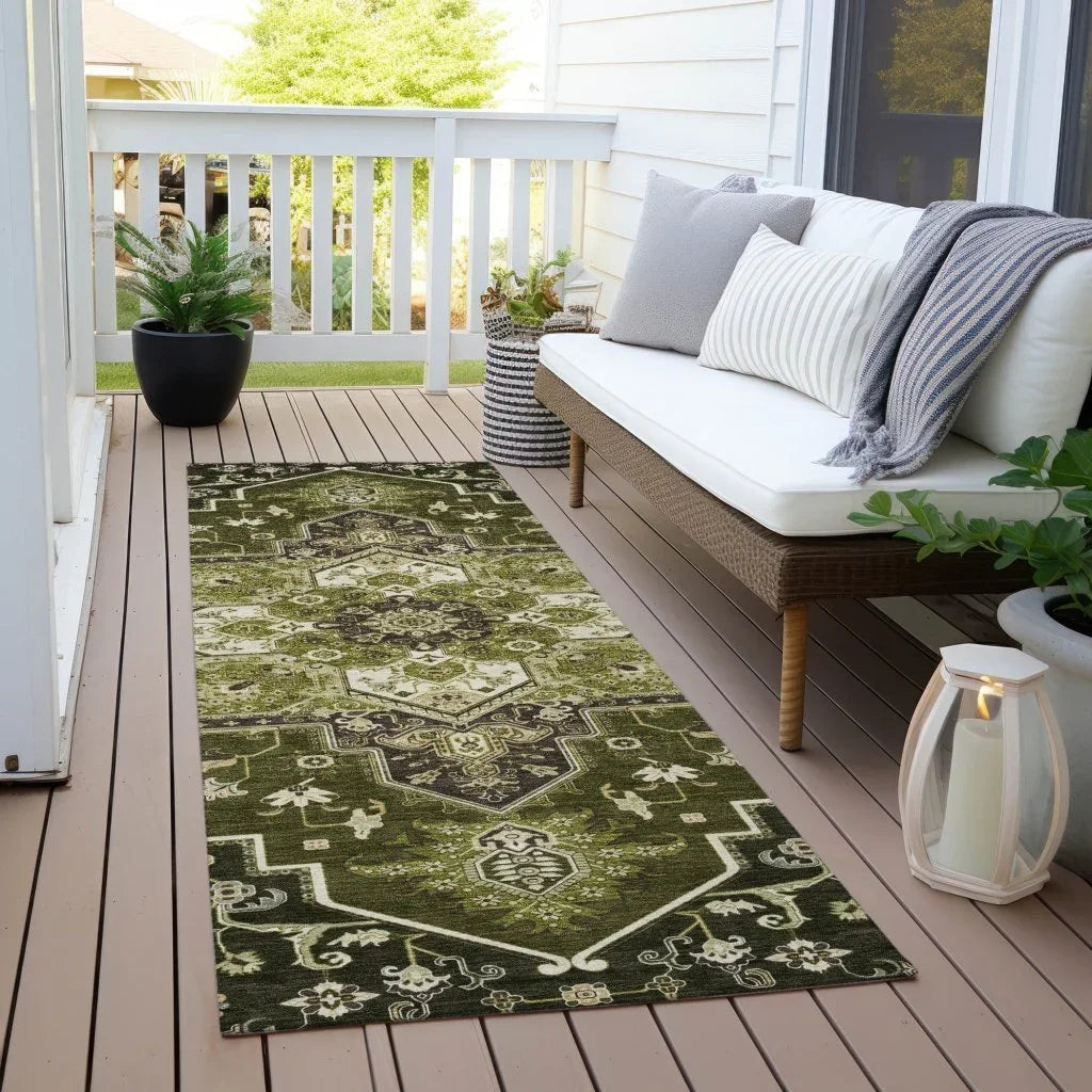 Bellaya Olive Washable Indoor-Outdoor Rug-Outdoor Rugs-LOOMLAN Rugs-LOOMLAN