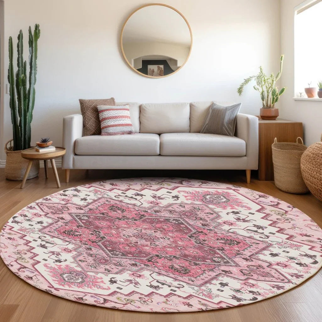 Bellaya Pink Washable Indoor-Outdoor Rug-Outdoor Rugs-LOOMLAN Rugs-LOOMLAN