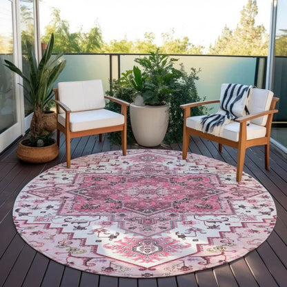 Bellaya Pink Washable Indoor-Outdoor Rug-Outdoor Rugs-LOOMLAN Rugs-LOOMLAN