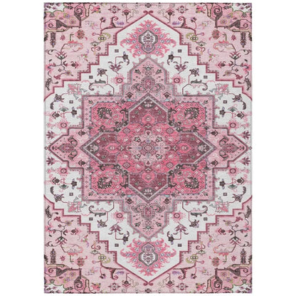 Bellaya Pink Washable Indoor-Outdoor Rug-Outdoor Rugs-LOOMLAN Rugs-2'6" x 3'10"-LOOMLAN