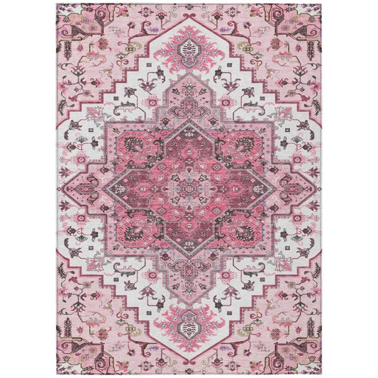 Bellaya Pink Washable Indoor-Outdoor Rug-Outdoor Rugs-LOOMLAN Rugs-2'6" x 3'10"-LOOMLAN