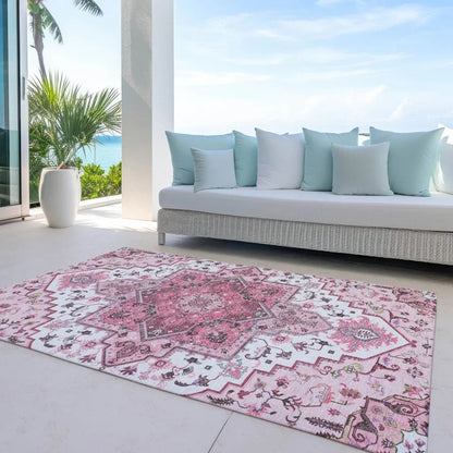 Bellaya Pink Washable Indoor-Outdoor Rug-Outdoor Rugs-LOOMLAN Rugs-LOOMLAN