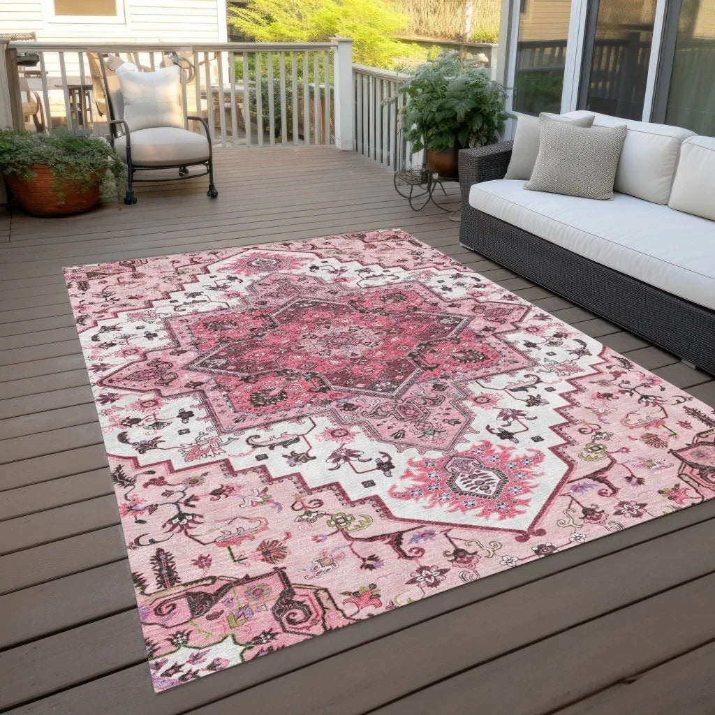 Bellaya Pink Washable Indoor-Outdoor Rug-Outdoor Rugs-LOOMLAN Rugs-LOOMLAN