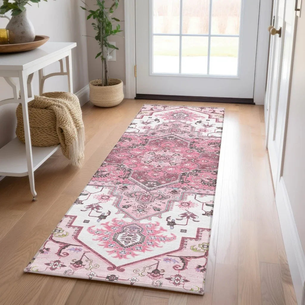 Bellaya Pink Washable Indoor-Outdoor Rug-Outdoor Rugs-LOOMLAN Rugs-LOOMLAN