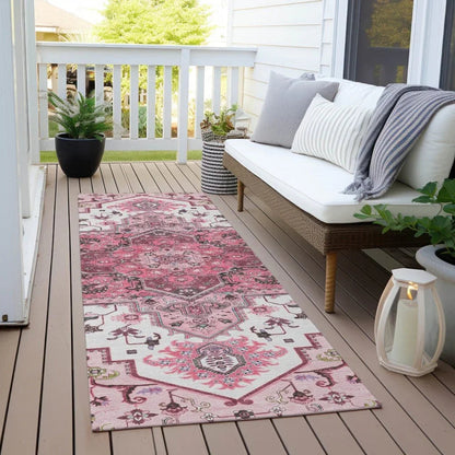 Bellaya Pink Washable Indoor-Outdoor Rug-Outdoor Rugs-LOOMLAN Rugs-LOOMLAN