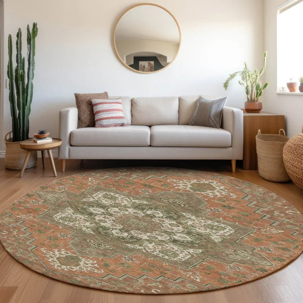 Bellaya Rust Washable Indoor-Outdoor Rug-Outdoor Rugs-LOOMLAN Rugs-LOOMLAN