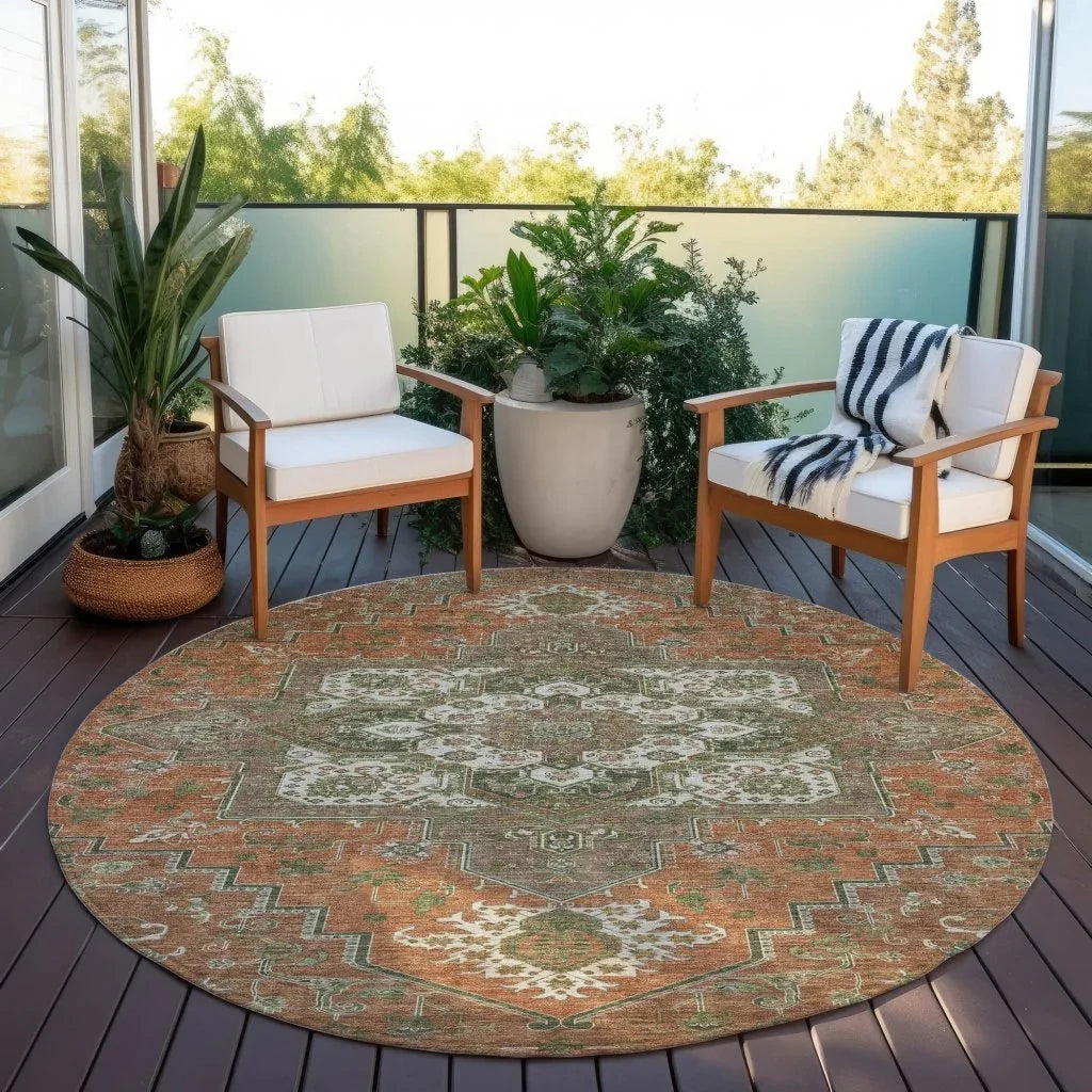 Bellaya Rust Washable Indoor-Outdoor Rug-Outdoor Rugs-LOOMLAN Rugs-LOOMLAN