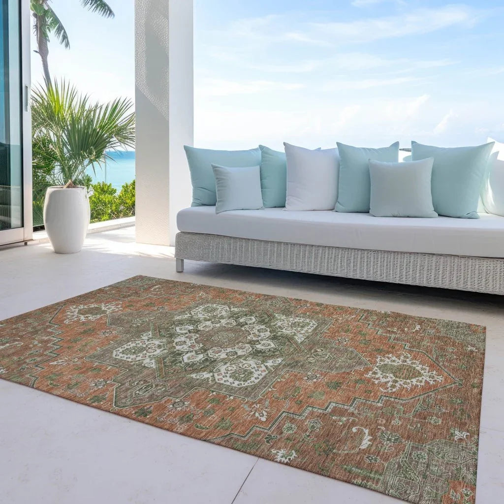 Bellaya Rust Washable Indoor-Outdoor Rug-Outdoor Rugs-LOOMLAN Rugs-LOOMLAN