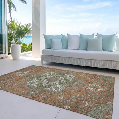 Bellaya Rust Washable Indoor-Outdoor Rug-Outdoor Rugs-LOOMLAN Rugs-LOOMLAN