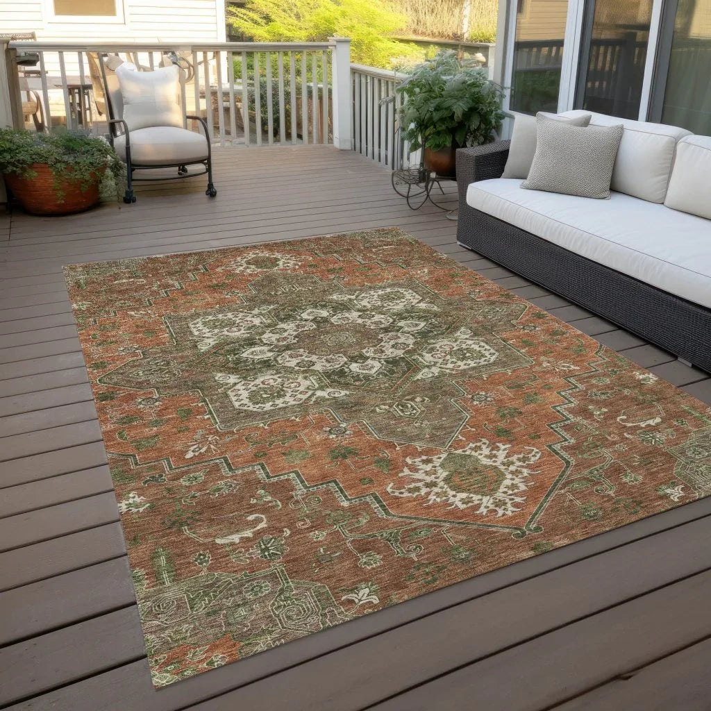 Bellaya Rust Washable Indoor-Outdoor Rug-Outdoor Rugs-LOOMLAN Rugs-LOOMLAN