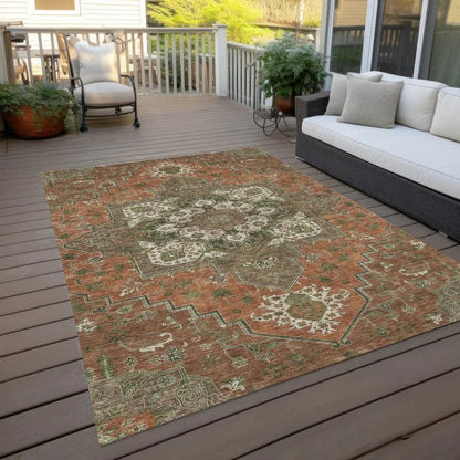 Bellaya Rust Washable Indoor-Outdoor Rug-Outdoor Rugs-LOOMLAN Rugs-LOOMLAN