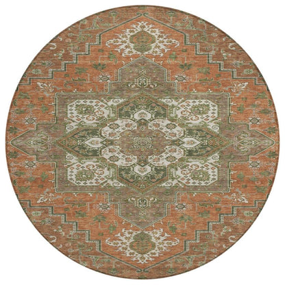 Bellaya Rust Washable Indoor-Outdoor Rug-Outdoor Rugs-LOOMLAN Rugs-8' x 8'-LOOMLAN