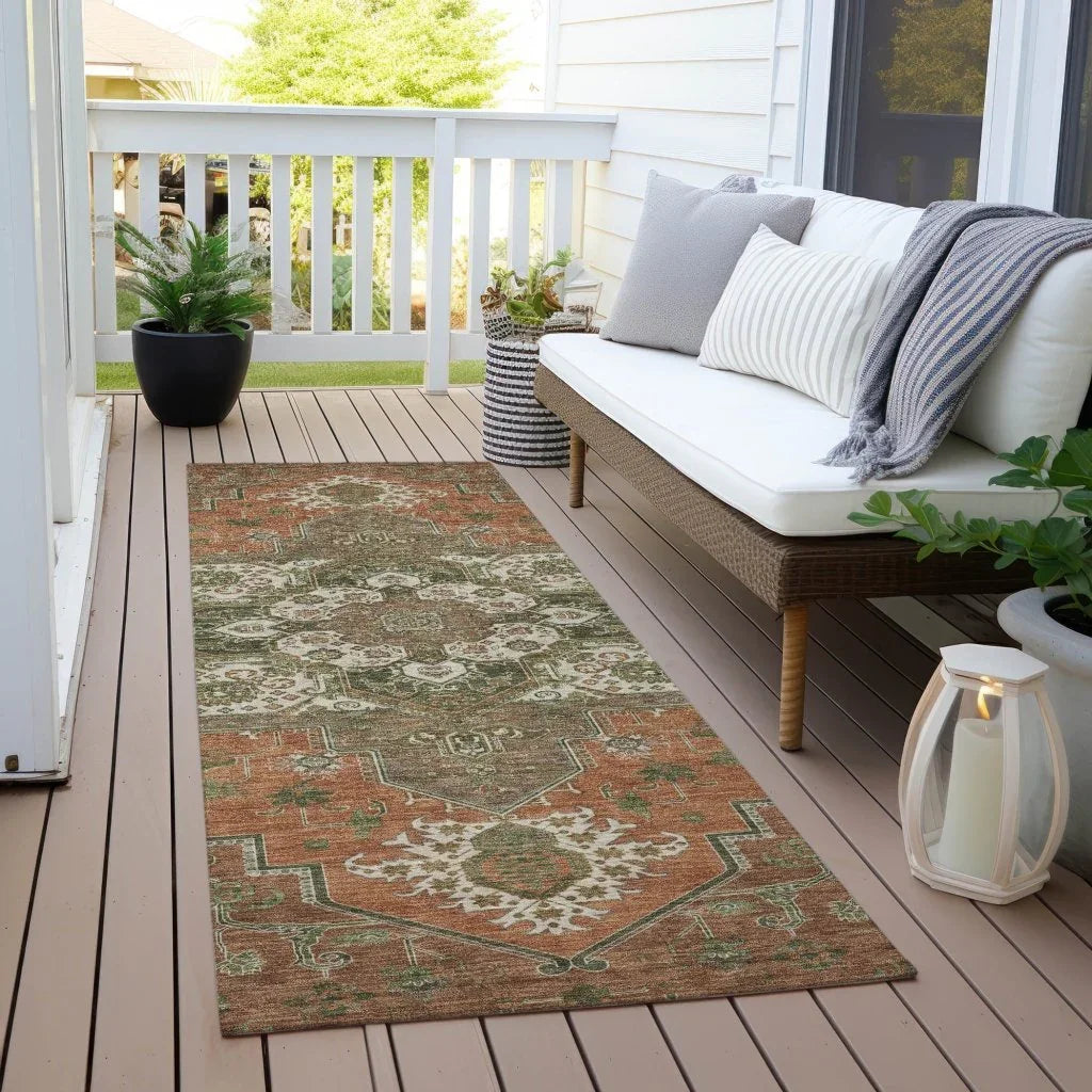 Bellaya Rust Washable Indoor-Outdoor Rug-Outdoor Rugs-LOOMLAN Rugs-LOOMLAN