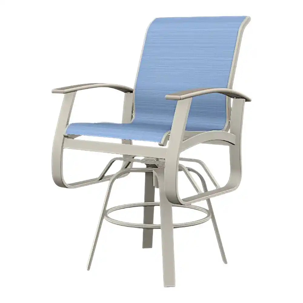 Belle Isle Sling Balcony Height Swivel MGP Arm Chair-Outdoor Accent Chairs-Telescope-LOOMLAN