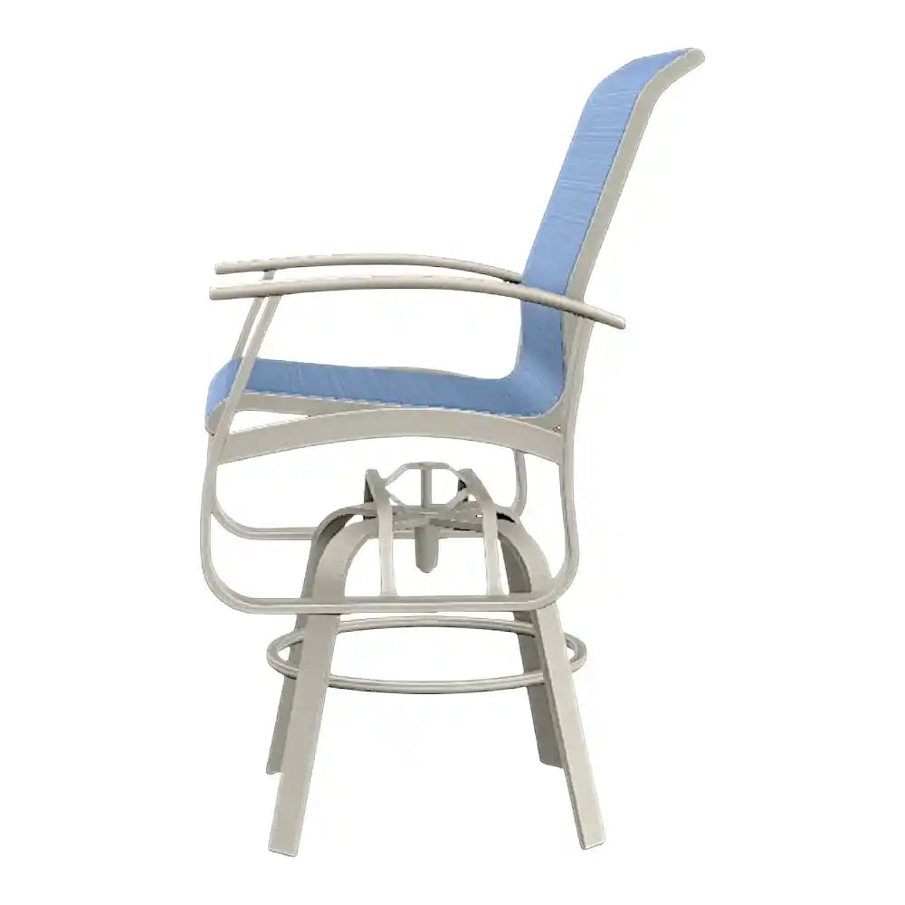 Belle Isle Sling Balcony Height Swivel MGP Arm Chair-Outdoor Accent Chairs-Telescope-LOOMLAN