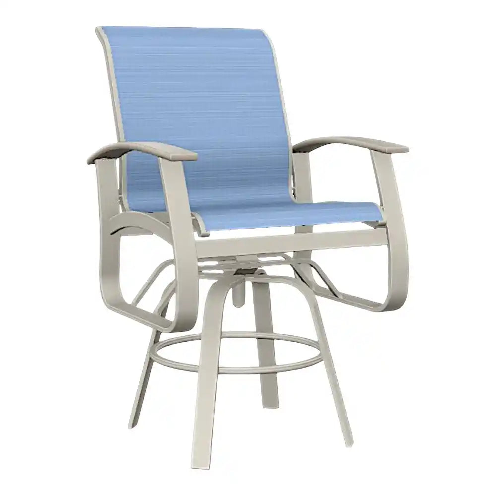 Belle Isle Sling Balcony Height Swivel MGP Arm Chair-Outdoor Accent Chairs-Telescope-LOOMLAN