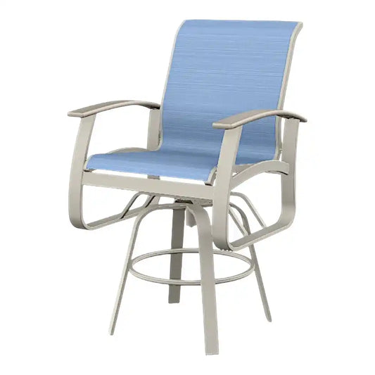 Belle Isle Sling Bar Height Swivel MGP Arm Chair-Outdoor Bar Stools-Telescope-LOOMLAN