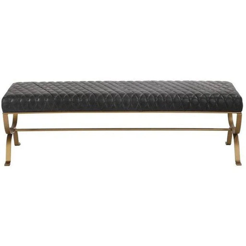 Bench Onyx Black Leather Black Art Deco - LOOMLAN - Moe's Home - Bedroom Benches