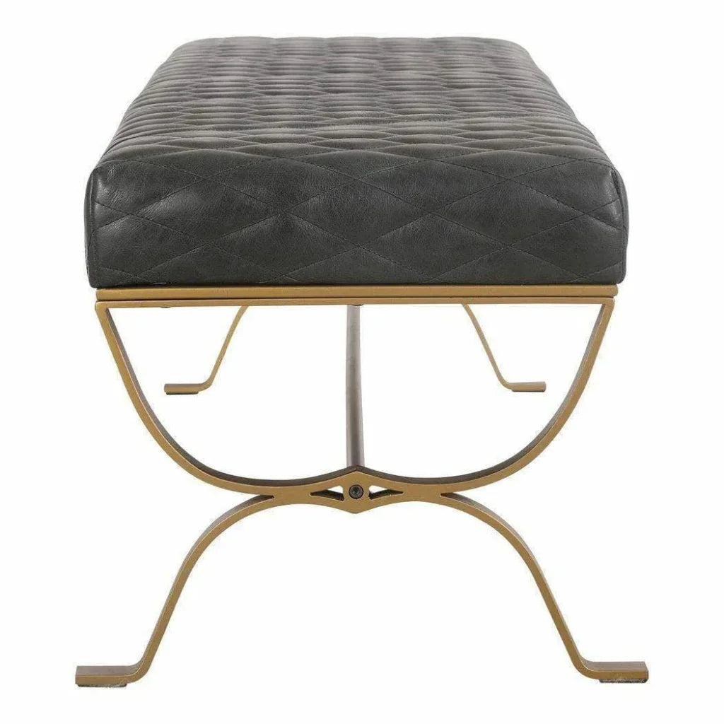 Bench Onyx Black Leather Black Art Deco - LOOMLAN - Moe's Home - Bedroom Benches