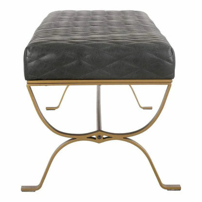 Bench Onyx Black Leather Black Art Deco - LOOMLAN - Moe's Home - Bedroom Benches