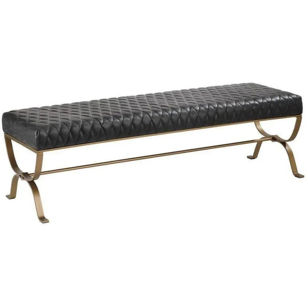 Bench Onyx Black Leather Black Art Deco - LOOMLAN - Moe's Home - Bedroom Benches
