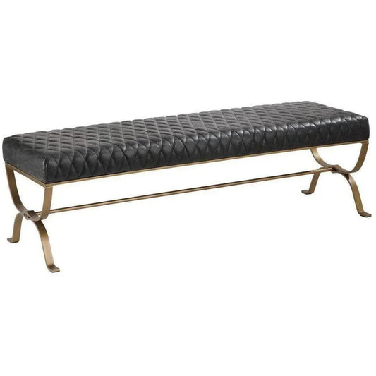 Bench Onyx Black Leather Black Art Deco - LOOMLAN - Moe's Home - Bedroom Benches