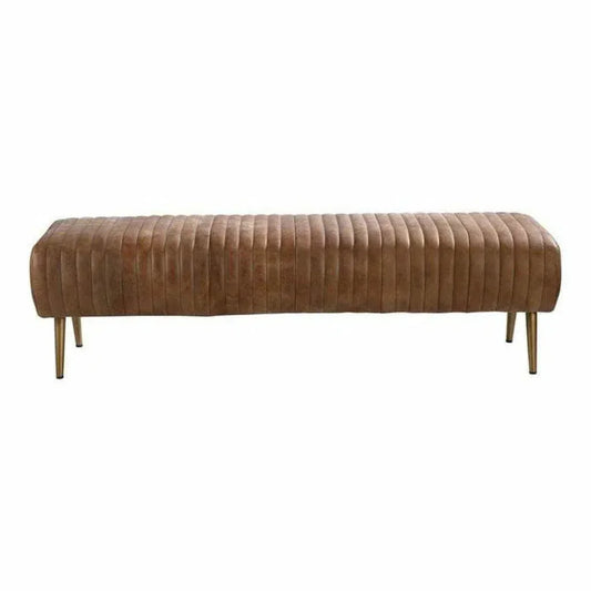 Bench Open Road Brown Leather Mid - Century - LOOMLAN - Moe's Home - Bedroom Benches