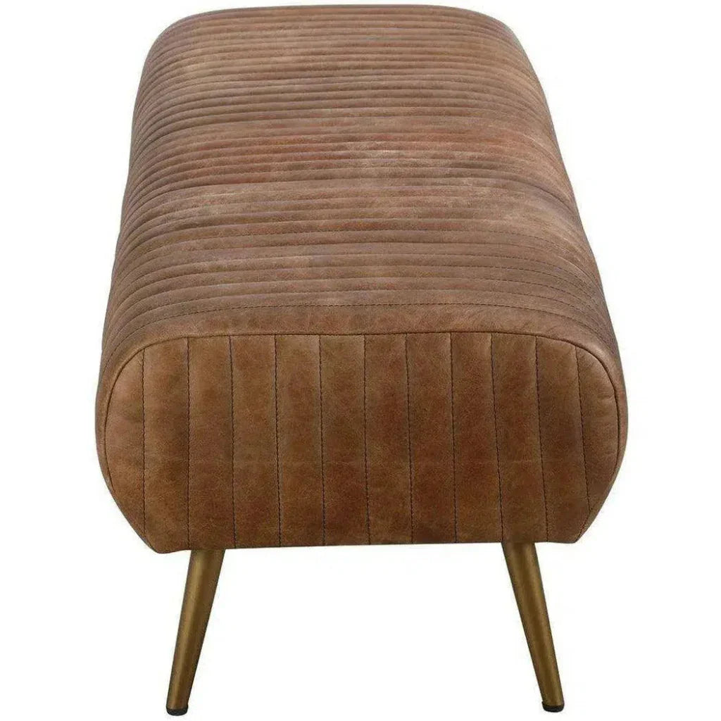 Bench Open Road Brown Leather Mid - Century - LOOMLAN - Moe's Home - Bedroom Benches