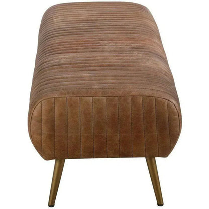 Bench Open Road Brown Leather Mid - Century - LOOMLAN - Moe's Home - Bedroom Benches